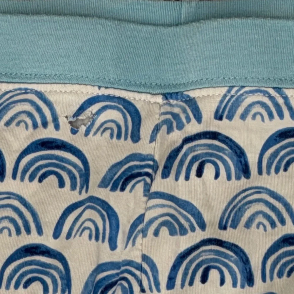 Little Sleepies Blue Rainbows Bamboo Pajamas 3 Pc Set‎ 9/10 LS SS Tops Pants